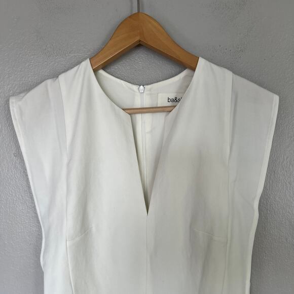 ba&sh Jess Asymetrical White Sleeveless V-Neck Mini Dress Women Size EU 2 Us M 8 - Picture 4 of 9